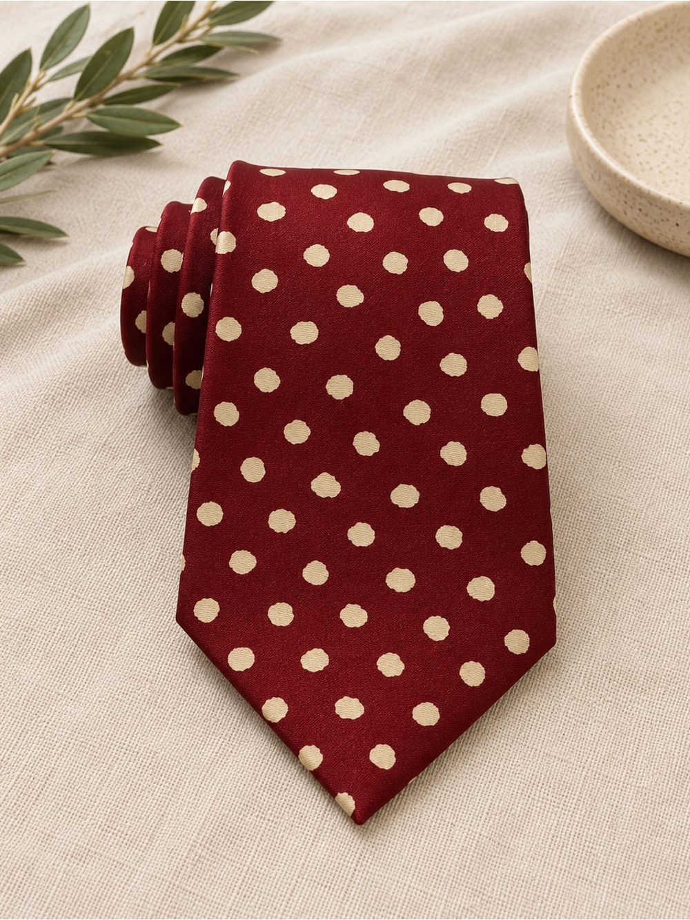 Elegant Red Polka Dot Tie Italian